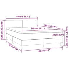 Vidaxl Box spring postelja z vzmetnico LED kapučino 140x190 cm