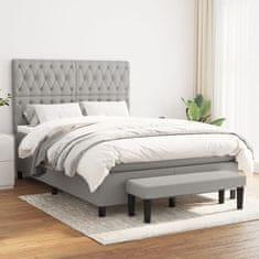 Vidaxl Box spring postelja z vzmetnico svetlo siva 140x200 cm blago
