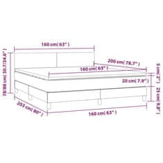 Vidaxl Box spring postelja z vzmetnico LED sv. siva 160x200 cm blago