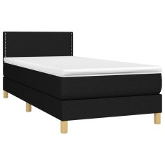 Vidaxl Box spring postelja z vzmetnico LED črna 90x200 cm blago