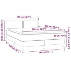 Vidaxl Box spring postelja z vzmetnico LED bela 140x190cm umetno usnje