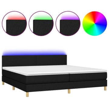 Vidaxl Box spring postelja z vzmetnico LED črna 200x200 cm blago