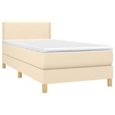 Vidaxl Box spring postelja z vzmetnico krem 80x200 cm blago