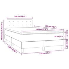 Vidaxl Box spring postelja z vzmetnico LED tem. rjava 120x200 cm blago