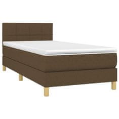Vidaxl Box spring postelja z vzmetnico LED temno rjava 80x200 cm blago