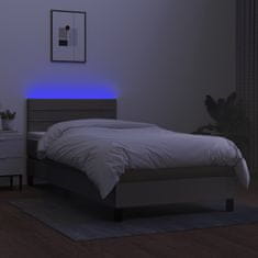 Vidaxl Box spring postelja z vzmetnico LED taupe 100x200 cm blago