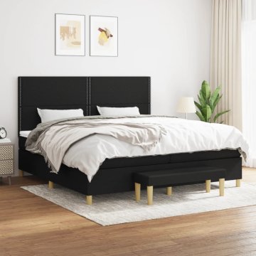 Vidaxl Box spring postelja z vzmetnico črn 200x200 cm blago