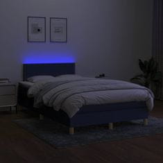 Vidaxl Box spring postelja z vzmetnico LED modra 120x200 cm blago