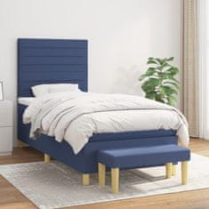 Vidaxl Box spring postelja z vzmetnico moder 80x200 cm blago