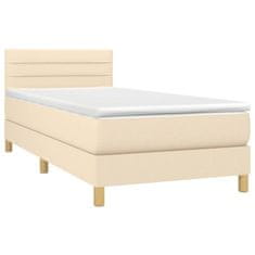 Vidaxl Box spring postelja z vzmetnico krem 90x200 cm blago