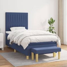 Vidaxl Box spring postelja z vzmetnico moder 80x200 cm blago