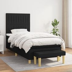 Vidaxl Box spring postelja z vzmetnico črna 90x200 cm blago
