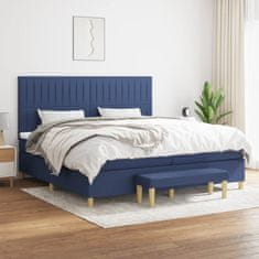 Vidaxl Box spring postelja z vzmetnico moder 200x200 cm blago