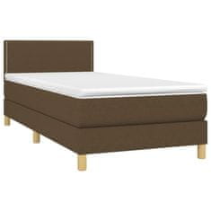 Vidaxl Box spring postelja z vzmetnico LED temno rjava 90x200 cm blago