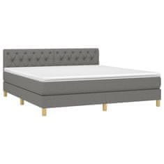 Vidaxl Box spring postelja z vzmetnico temno siva 160x200 cm blago