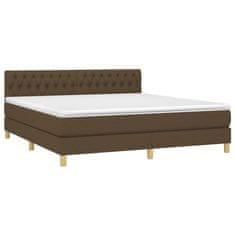 Vidaxl Box spring postelja z vzmetnico LED temno rjava 180x200cm blago