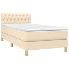 Vidaxl Box spring postelja z vzmetnico krem 80x200 cm blago