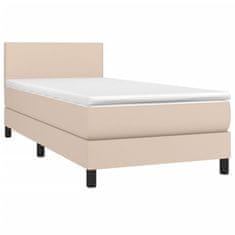 Vidaxl Box spring postelja z vzmetnico LED kapučino 90x200 cm