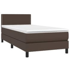 Vidaxl Box spring postelja z vzmetnico rjava 90x200 cm umetno usnje