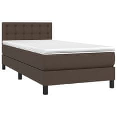 Vidaxl Box spring postelja z vzmetnico rjava 90x200 cm umetno usnje