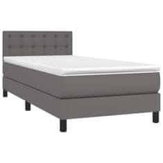 Vidaxl Box spring postelja z vzmetnico siva 80x200 cm umetno usnje
