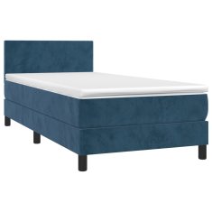 Vidaxl Box spring postelja z vzmetnico temno modra 90x200 cm žamet