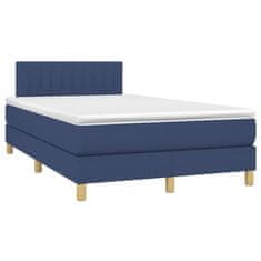 Vidaxl Box spring postelja z vzmetnico LED modra 120x200 cm blago