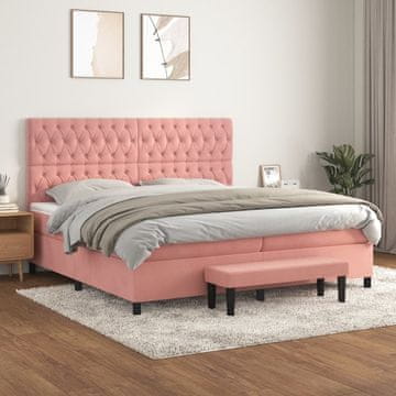 Vidaxl Box spring postelja z vzmetnico roza 200x200 cm žamet