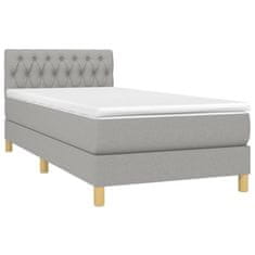 Vidaxl Box spring postelja z vzmetnico LED sv. siva 100x200 cm blago