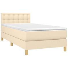 Vidaxl Box spring postelja z vzmetnico krem 80x200 cm blago