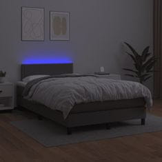 Vidaxl Box spring postelja z vzmetnico LED siva 120x200cm umetno usnje