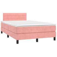 Vidaxl Box spring postelja z vzmetnico LED roza 120x200 cm žamet