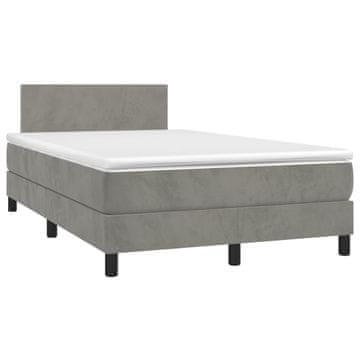 Vidaxl Box spring postelja z vzmetnico svetlo siva 120x190 cm žamet