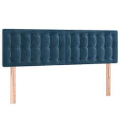Vidaxl Box spring postelja z vzmetnico LED temno modra 140x190cm žamet