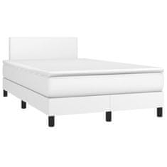 Vidaxl Box spring postelja z vzmetnico LED bela 120x200cm umetno usnje