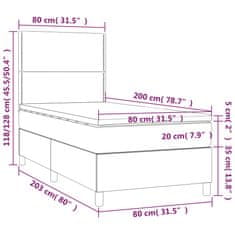 Vidaxl Box spring postelja z vzmetnico LED taupe 80x200 cm blago