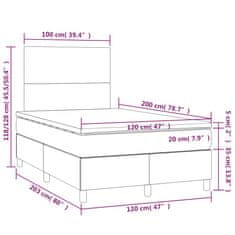 Vidaxl Box spring postelja z vzmetnico LED temno siva 120x200 cm blago