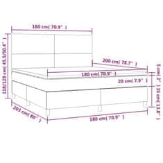 Vidaxl Box spring postelja z vzmetnico LED temno siva 180x200 cm blago