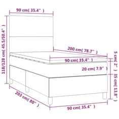Vidaxl Box spring postelja z vzmetnico LED temno siva 90x200 cm blago