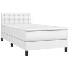 Vidaxl Box spring postelja z vzmetnico bela 90x200 cm umetno usnje