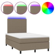 Vidaxl Box spring postelja z vzmetnico LED taupe 120x200 cm blago