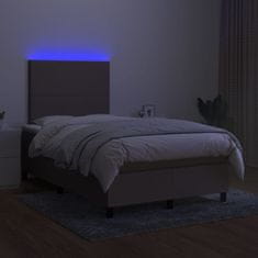 Vidaxl Box spring postelja z vzmetnico LED taupe 120x200 cm blago