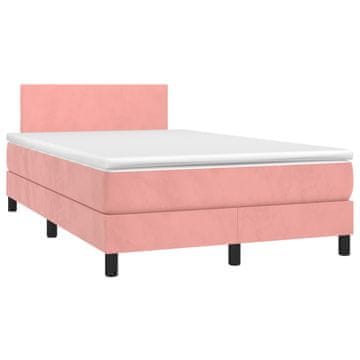 Vidaxl Box spring postelja z vzmetnico roza 120x190 cm žamet