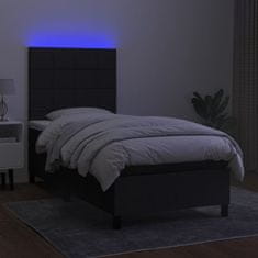 Vidaxl Box spring postelja z vzmetnico LED črna 90x200 cm blago