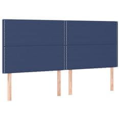 Vidaxl Box spring postelja z vzmetnico moder 200x200 cm blago