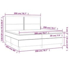 Vidaxl Box spring postelja z vzmetnico LED temno rjava 200x200cm blago
