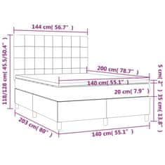 Vidaxl Box spring postelja z vzmetnico LED krem 140x200 cm blago