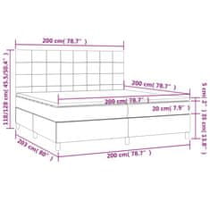 Vidaxl Box spring postelja z vzmetnico LED svetlo siva 200x200cm žamet