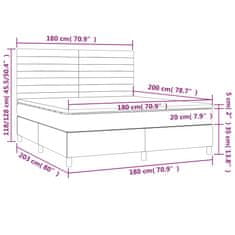Vidaxl Box spring postelja z vzmetnico LED sv. siva 180x200 cm blago