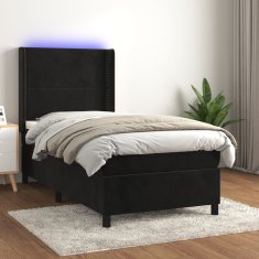 Vidaxl Box spring postelja z vzmetnico LED črna 80x200 cm žamet